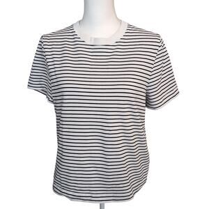 COS Black White Stripe Short Sleeve Cotton Crewneck Tee Size L
